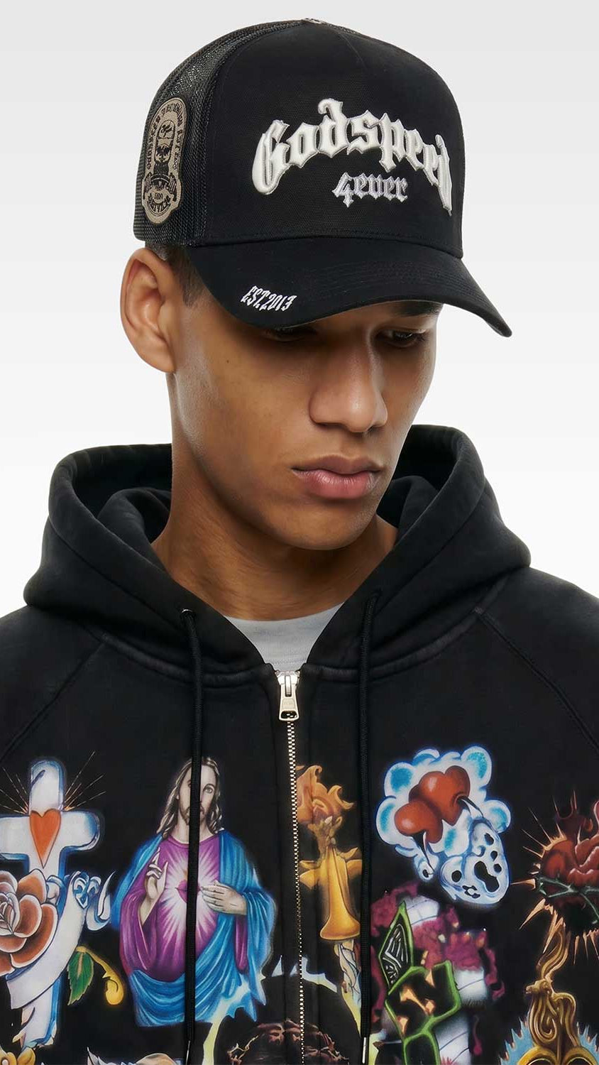 Godspeed Forever Trucker Hat Black/White