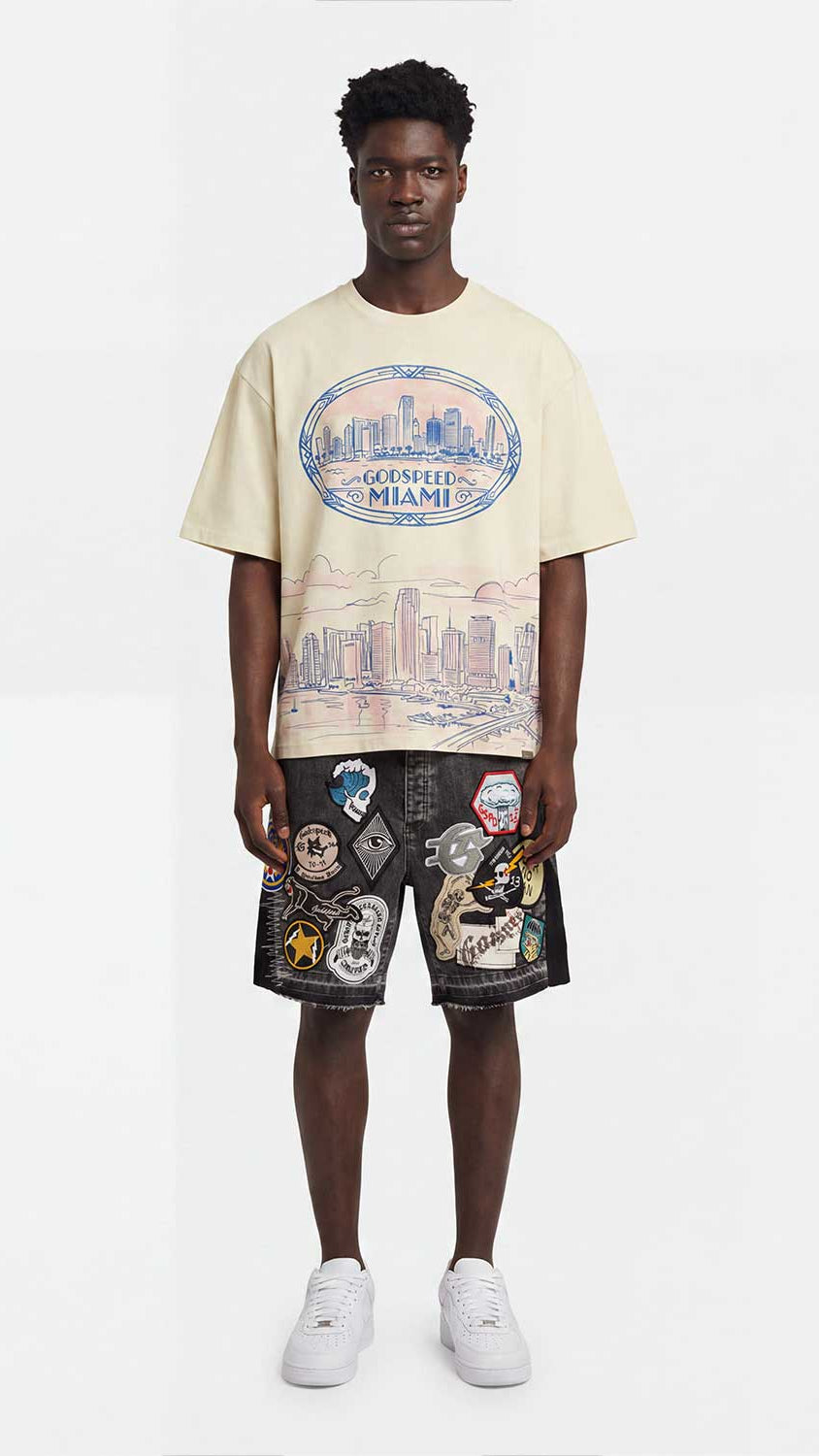 Godspeed Patchwork Denim Shorts V2 Grey